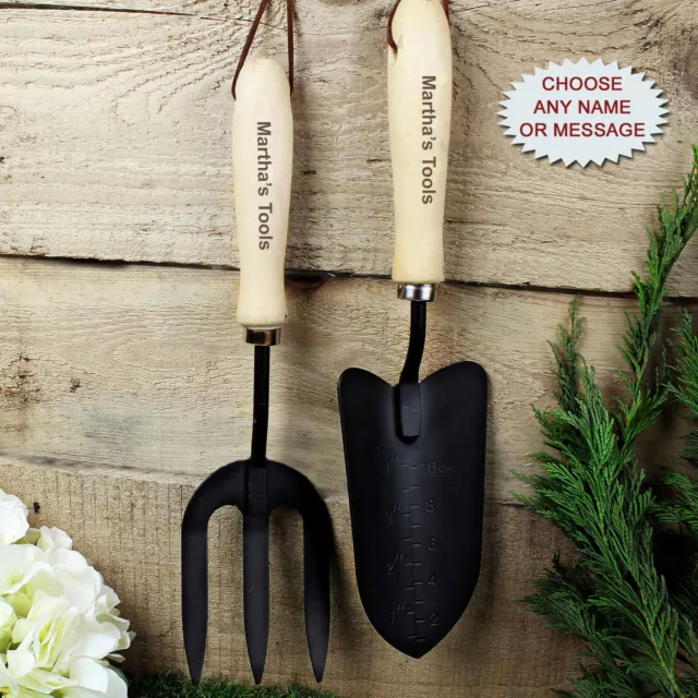 PERSONALISED Garden Fork And Trowel Set. Carbon Steel Gardening TOOLS. Gardener