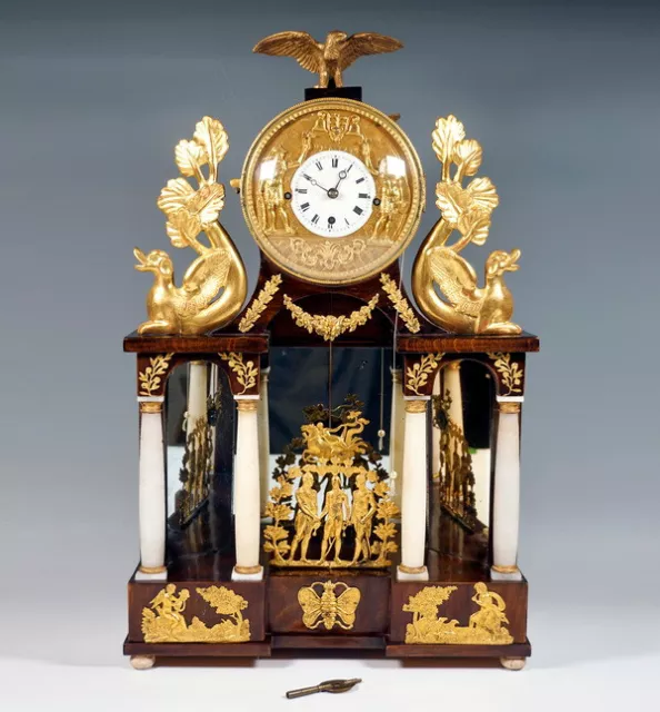 Grosse Wiener Empire Säulenuhr Mit Jacquemart Automat Column  Clock Um 1820