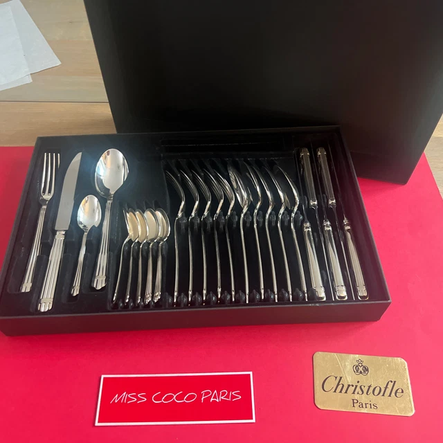Housewife 24Piece Christofle Aria Very Nice Condition Silver Metal Box