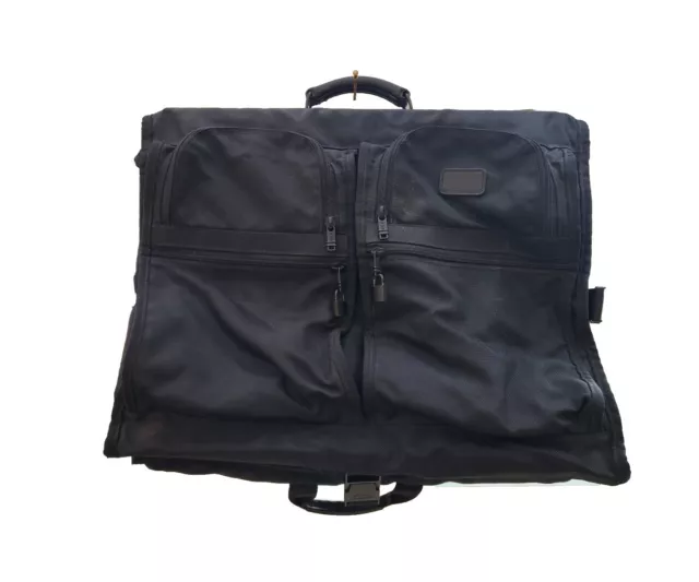Vintage Tumi Black Twill Leather Travel Garment Bag Multi-Pockets, Usa