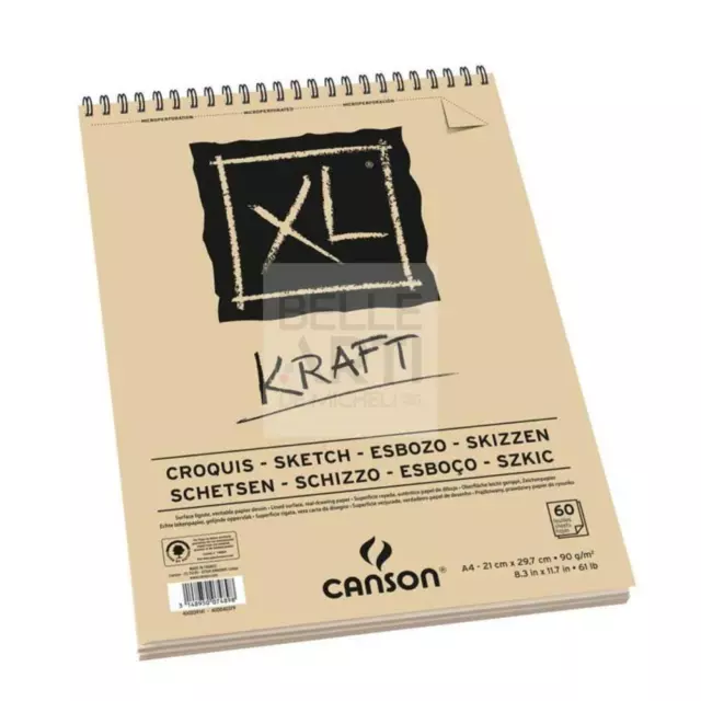 Bloque de Papel Para Dibujo Espiral" XL Kraft " 60 Fg A4 90 Gr