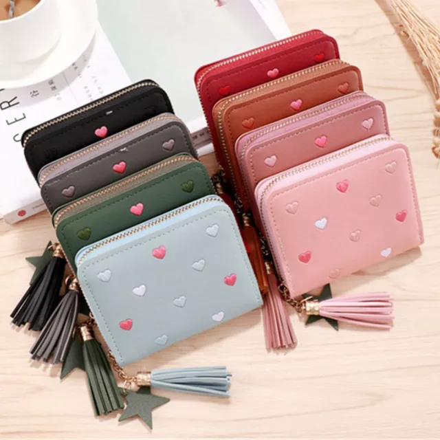 Girl Mini Zipper Short  Wallet Coin Purse Small Wallet Pu Leather