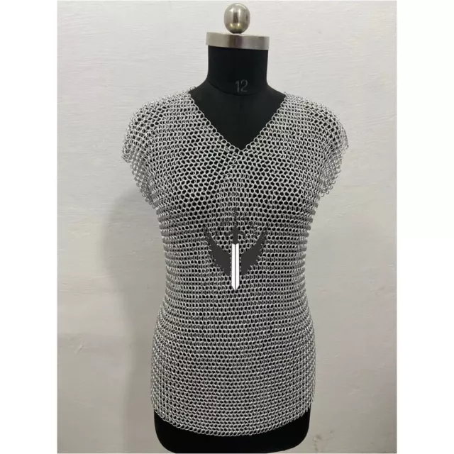 Aluminium Butted Chain mail Sleeveless Shirt For Women's Fashion Wear | X -Large