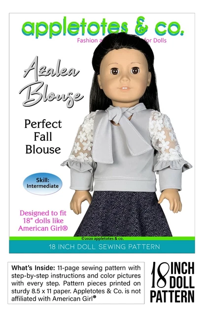 American Girl Doll Sewing Pattern - Azalea Blouse Sewing Pattern for 18" Dolls