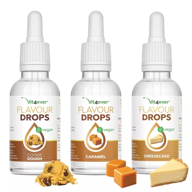 Flavour Drops - 3x 50 ml / 100% vegan o. Kalorien - Aroma-Tropfen (Basic 7)