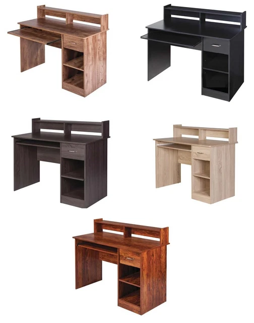 ONESPACE ESSENTIAL COMPUTER Desk, Hutch with PullOut Keyboard, Black