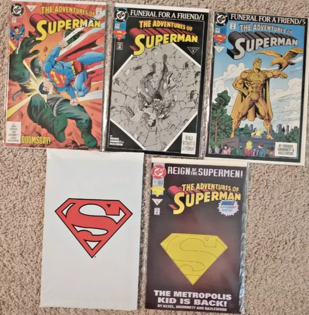 Adventures of Superman Comic Lot of 5 #497 498 499 500 WHITE SEALED 501 1993 DC