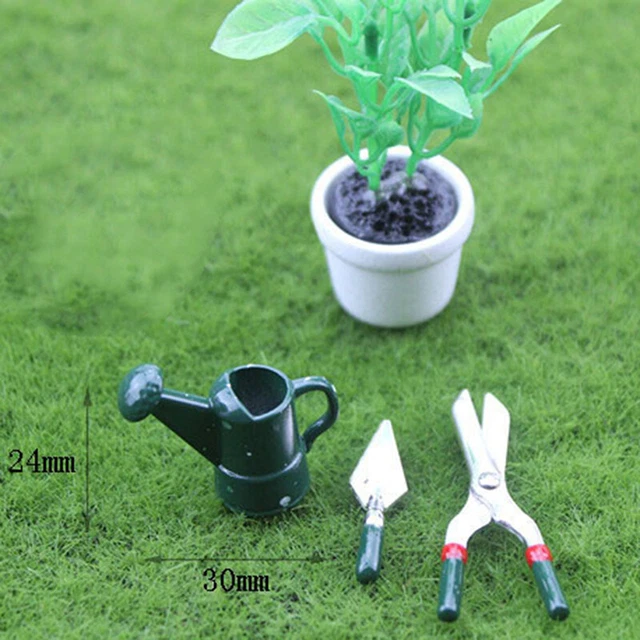 1 Set dollhouse miniature toy mini watering pot+scissors+shovel tool^R1