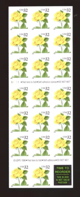 US Stamps - Booklet of 20 - Sc# 3049 - Yellow Roses - MNH