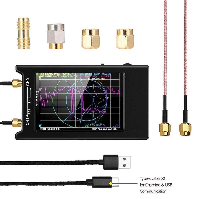 NanoVNA-H4 4" LCD 50KHz~1.5GHz VNA HF VHF UHF UV Vector Network Analyzer