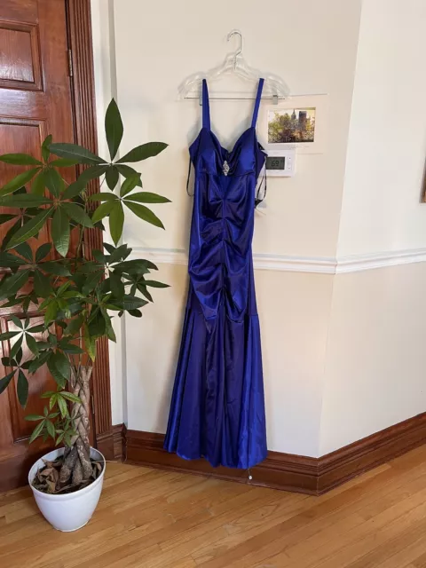 NWT Vintage Xscape Gown Prom Gala Wedding Rhinestone Purple Blue 18W Satin 90s