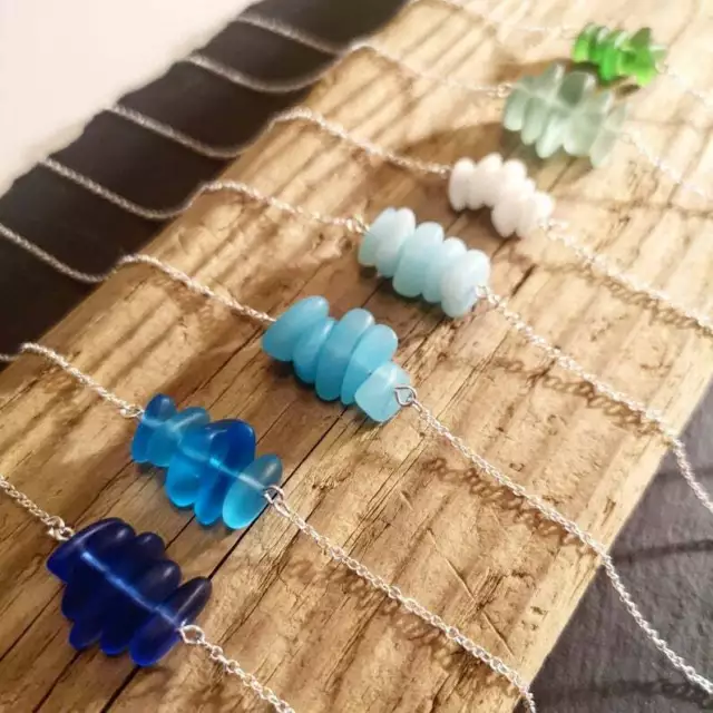 Collier en verre de mer, collier en verre de plage, bijoux en verre de mer, cadeau en verre de mer