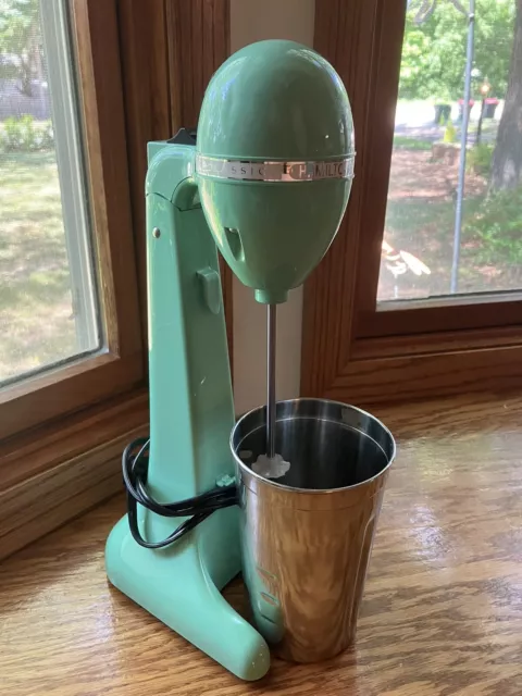 Vintage Hamilton Beach Shake Maker 65250 Classic Drinkmaster Malt Mixer W/  Stainless Cup Jade Green Drink Blender 