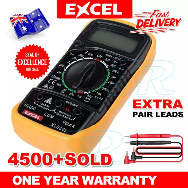 EXCEL Electrical LCD Digital Multimeter Ohmmeter Multi OHM Tester Voltmeter