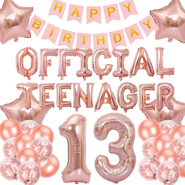 Elicola 13Th Birthday Decorations Rose Gold Official Teenager Balloons Banner wi
