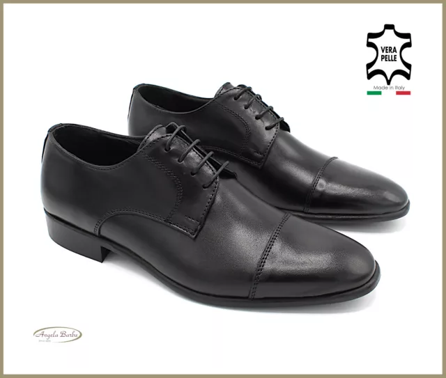 Scarpe da uomo eleganti in pelle nere classiche casual per cerimonia suola cuoio