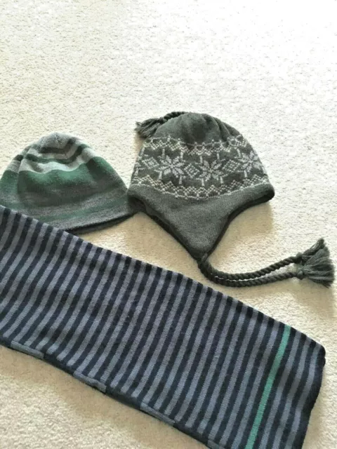 Boys NEW Woolly Hat +Marks & Spencer Scarf + lightweight Hat / Age 11-12 years