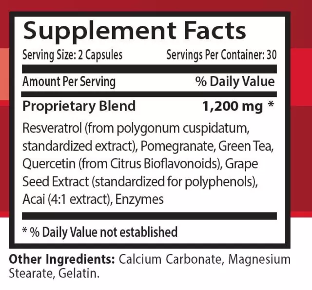 Resveratrol Extract - PREMIUM RESVERATROL 1200mg - Immune Support 1 Bottle 2