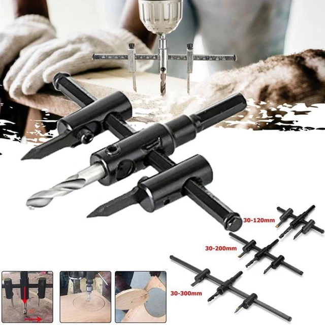 Adjustable 30-300mm Metal Circle Hole Saw Drill Bit Cutter Tools U Top J8M9