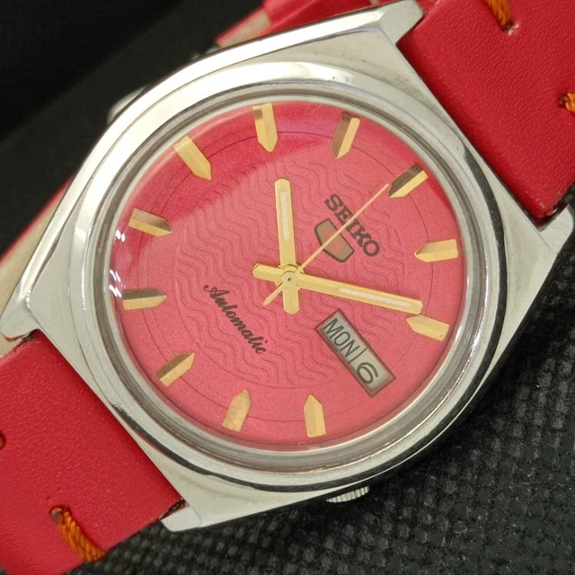 VINTAGE SEIKO 5 AUTOMATIC 7009A JAPAN MENS DAY/DATE PEACH WATCH 603 ...
