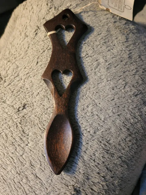 Wood Welsh  Love Spoon Crafted By Huw Jones Vintage Hand Carved