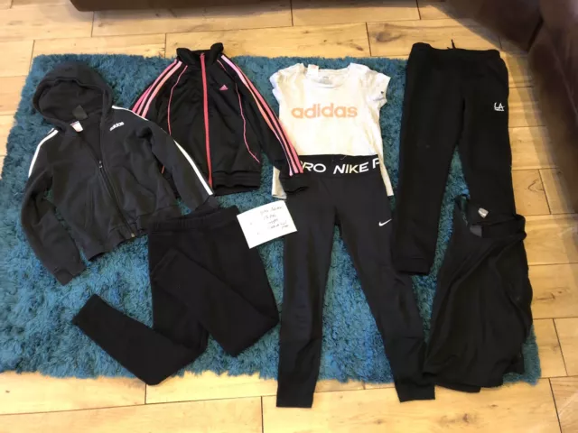 Girls age 9-10 years clothes bundle Nike Adidas USA Pro leggings hoodie joggers