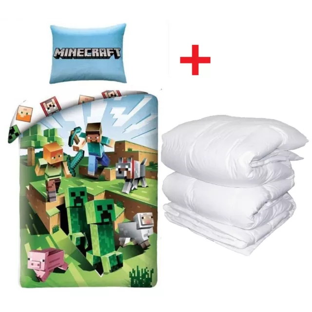 MINECRAFT Logo Complete Lit Simple Housse de Couette Avec Duvet Hivernal