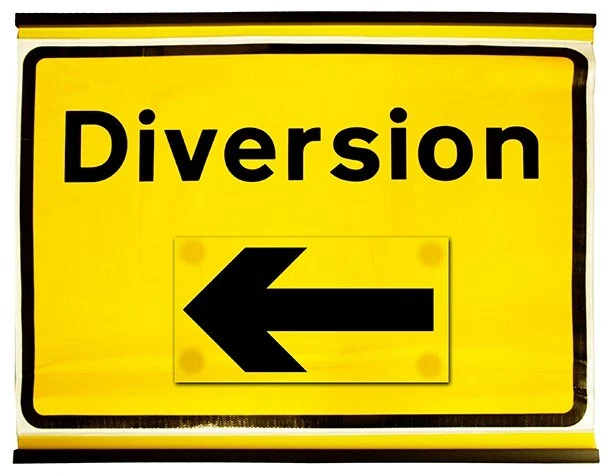 Diversion Insegna arrotolabile flessibile freccia mobile 1050 x 750 mm classe 1 riflettente