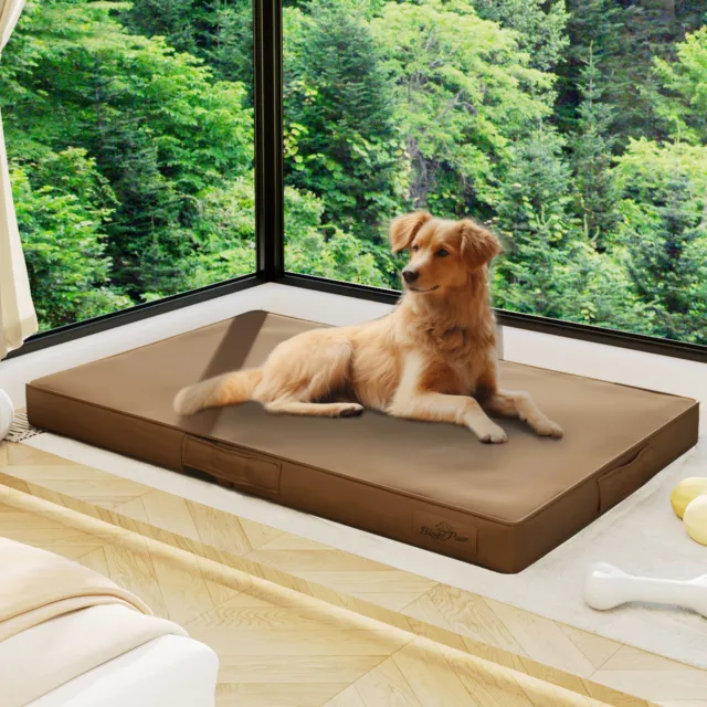 Large Dog Bed Deluxe 3D PU Leather Pet Cushion Car Cage Crate Platfoam Mattress