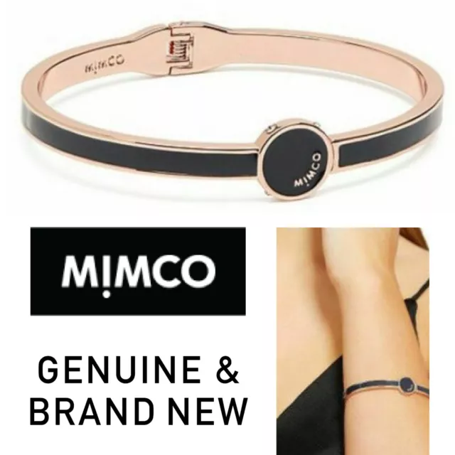 MIMCO Nuance Black & Rose Gold Slim Hinged Bangle Bracelet, Stunning - BRAND NEW