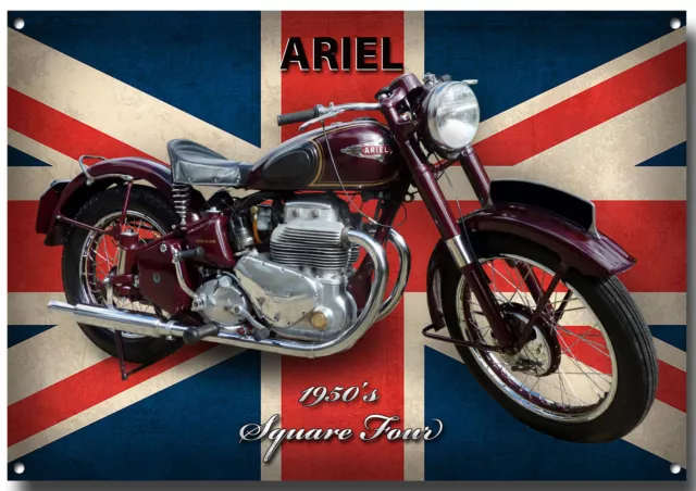 Large A3 Size Ariel Square Four Motorcycle Enamelled Metal Sign.1950'S Vintage