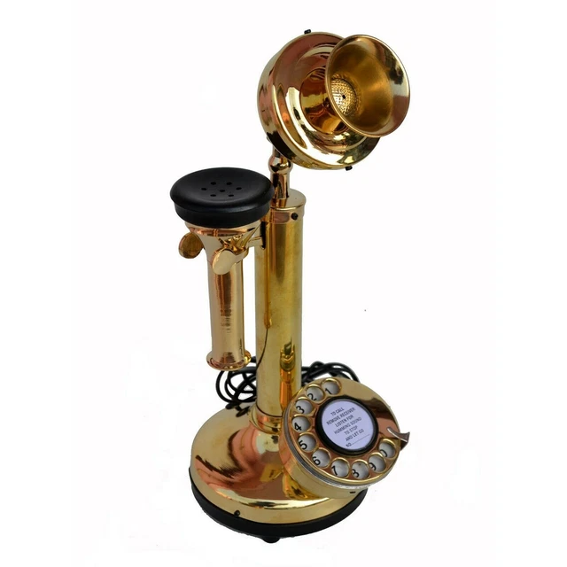 Teléfono con candelabro clásico, decorativo antiguo, con esfera giratoria y...