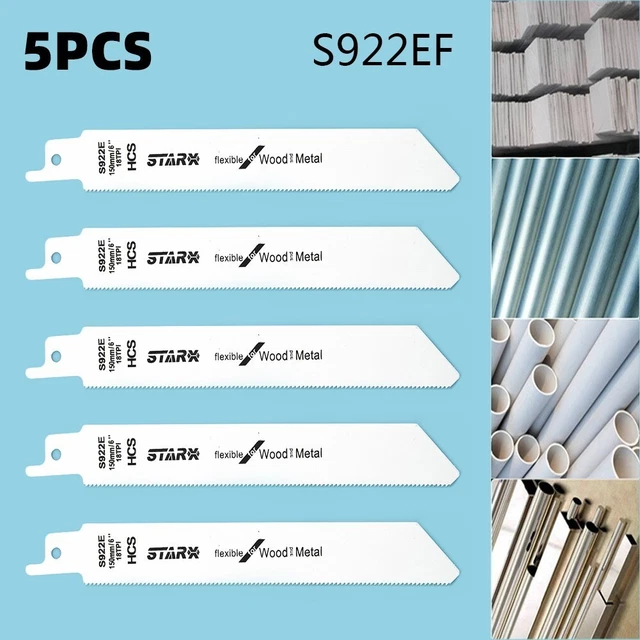 5 piezas 150 mm S922EF herramienta de corte de hojas de sierra recíproca para corte de tuberías de metal