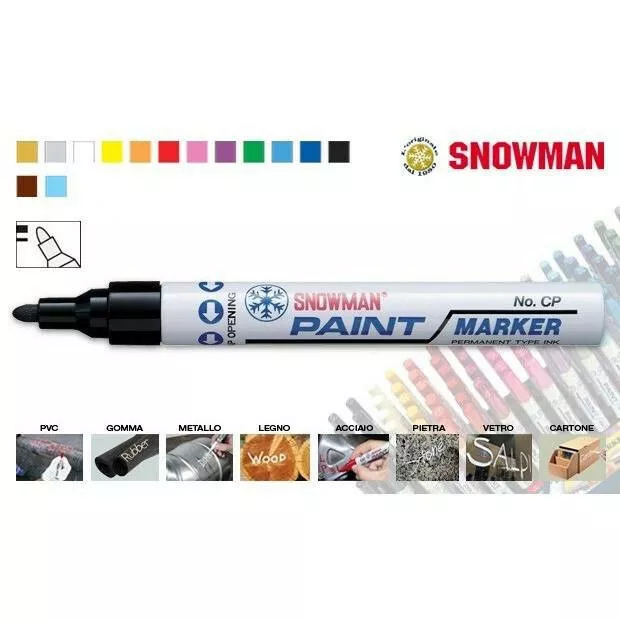 12x Pennarello marcatore indelebile SNOWMAN paint marker smalto tipo uni poska