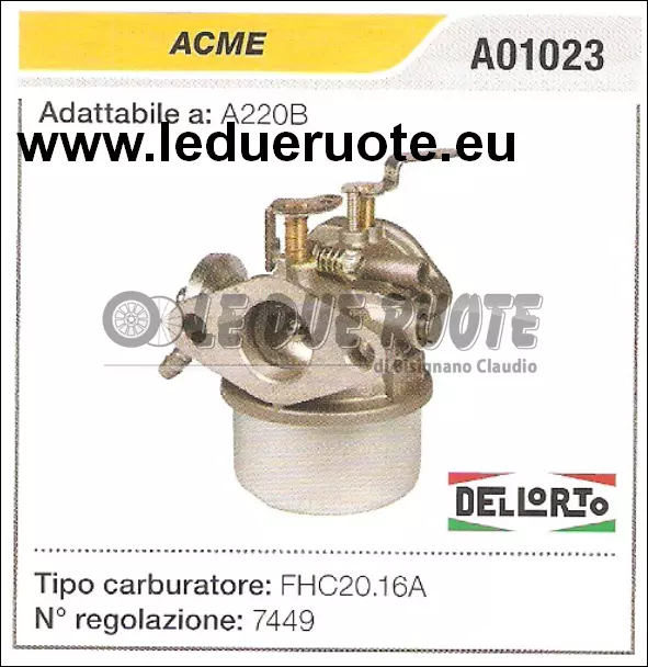 A01023 Carburatore A Vaschetta Fhc20.16 Acme A220B Dell'orto