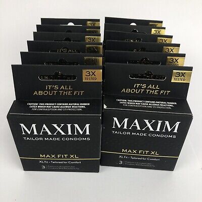 Maxim Max Fit XL Taylor Hecho Para Lubricados Condones de Látex 36 Count Vegano