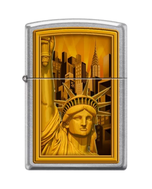 Zippo 4862, Statue of Liberty-New York City, Street Chrome Lighter
