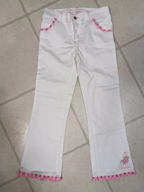 Disney's  Princess Pants Jeans Girls 8 White/Pink Lacey