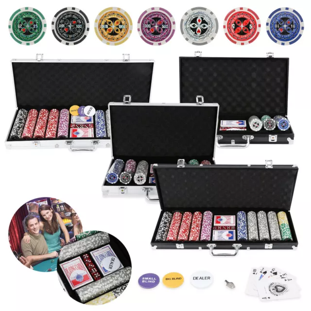 Pokerchips Holzkoffer 300/500 Chips Pokerkoffer Laser Pokerset Laserchips