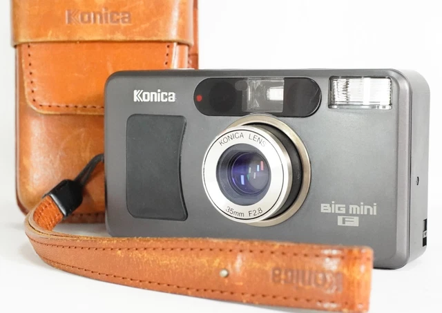 ⏯ Read!! [EXC+++ w/Case] KONICA BIG MINI F Black Point & Shoot Film Camera JAPAN