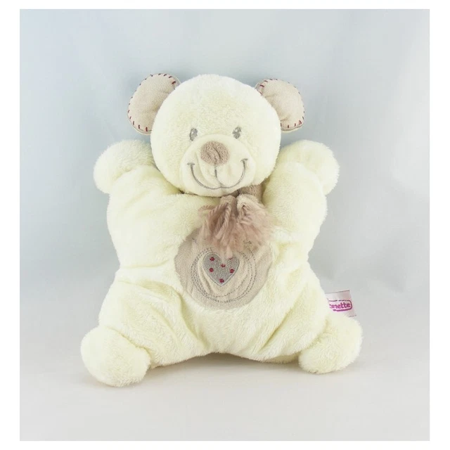 Doudou semi plat ours blanc beige Mon Coeur POMMETTE - 10038