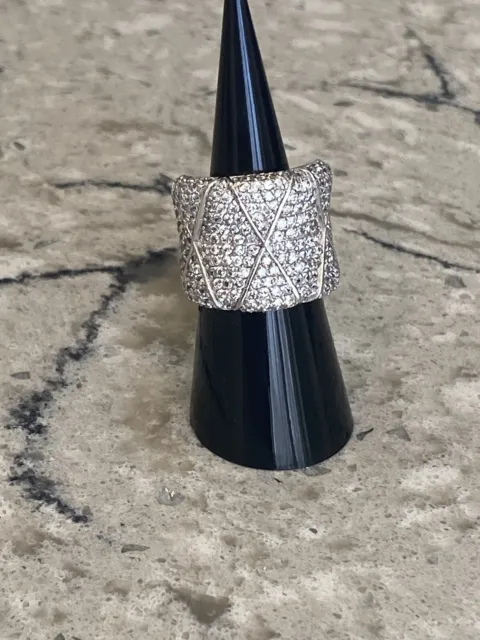 Charles Winston Sterling Silver Cubic Zirconia Bold X Pattern Ring