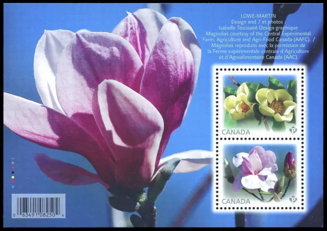 Canada Stamps Souvenir Sheet of 2 , Magnolias, #2621 MNH