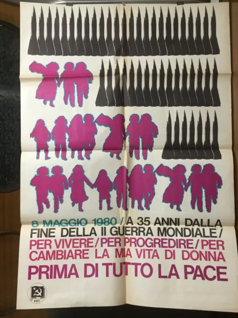 Manifesto originale RARISSIMO 1980 PARTITO COMUNISTA LA MIA VITA DI DONNA  (204)