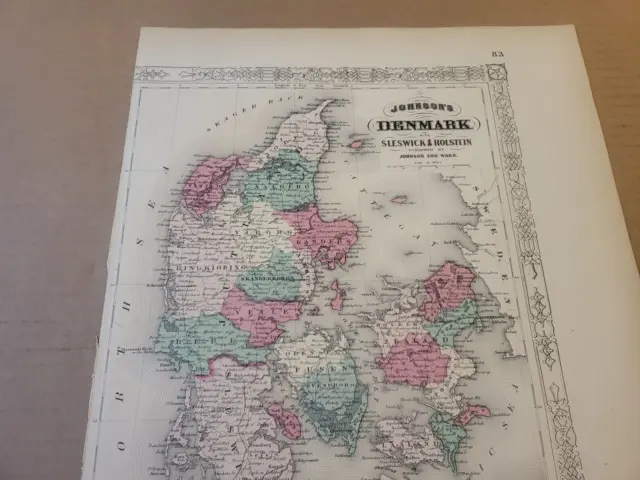 Johnson's 1864 Large colored map of Denmark 2