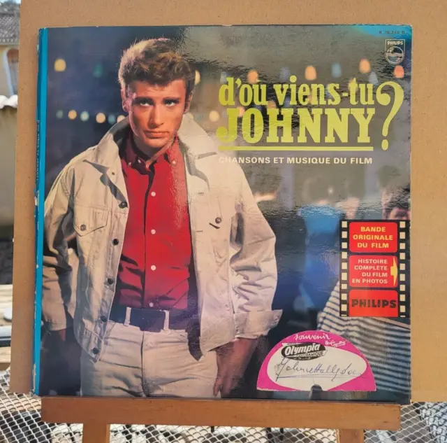 Rare 25cm Johnny Hallyday – D'Où Viens-Tu Johnny ? 1963 Dédicace Sticker OLYMPIA