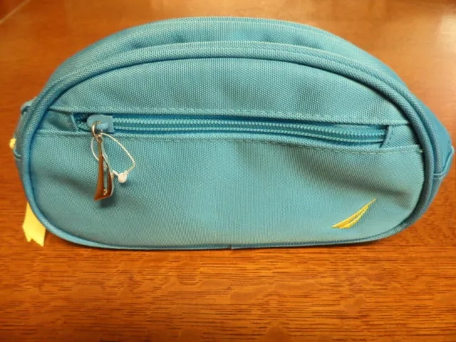 New Aqua Blue Yellow Nautica Toiletry Bag Zipper Closes