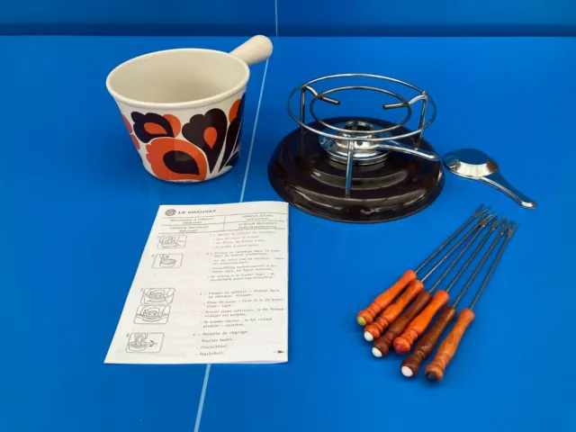 SERVICE A FONDUE LE CREUSET CASSEROLES Poêlons EN FONTE FOURCHETTE COMPLET TBE