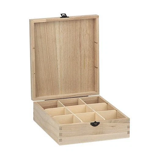 Bare Holzkiste 23x20cm - 9 Fächer #8181
