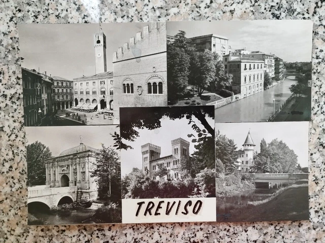 bp19 cartone con incollate 5 bozze foto di treviso veneto
